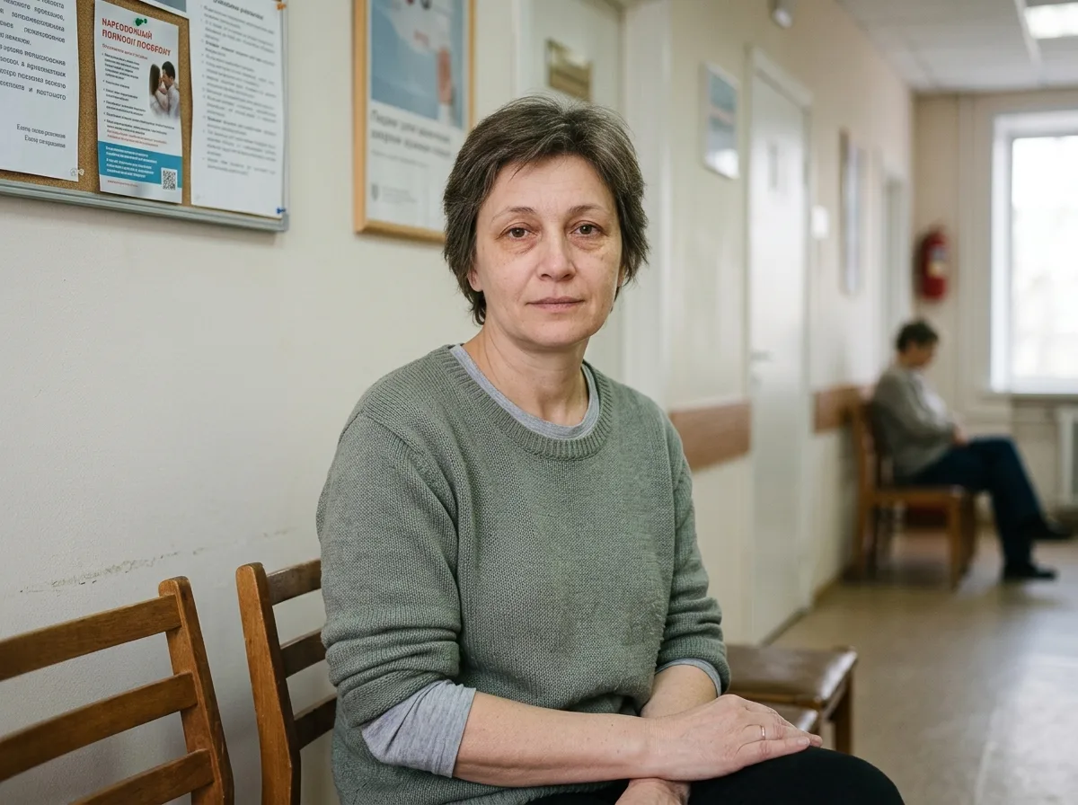 Аватар — Елена Г., пациентка наркологической клиники, женщина средних лет, нейтральный портрет